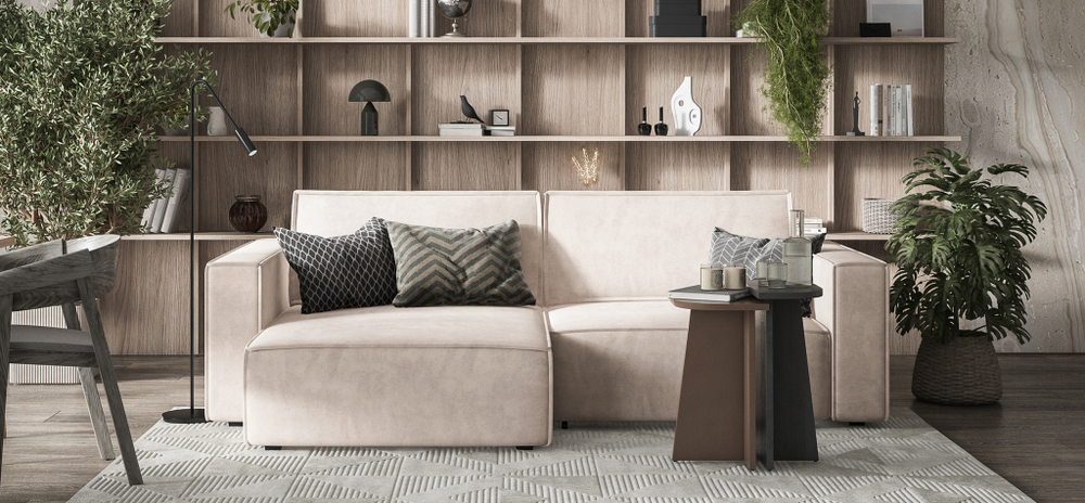 Угловой диван BOSS SOFT MODOOL велюр Monolit латте