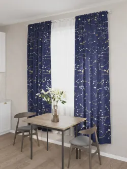 Штора тканевая на кухню, для спальни "Созвездия" 150х200 1шт