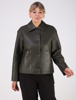 Кожаная куртка демисезонная вязанная