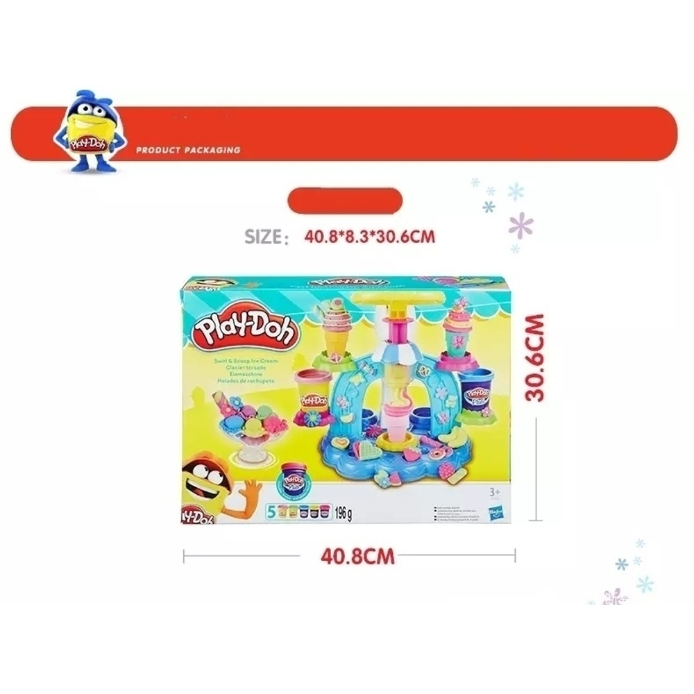 Игровой набор для лепки, набор пластилина Play-Doh, Плей До "Swirl & Scoop Ice Cream" Фабрика Мороженого