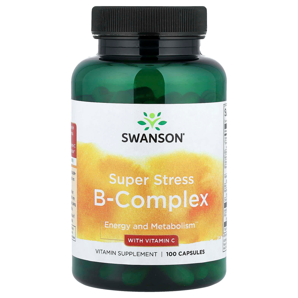 Swanson, Super Stress, комплекс витаминов группы B с витамином C, 100 капсул