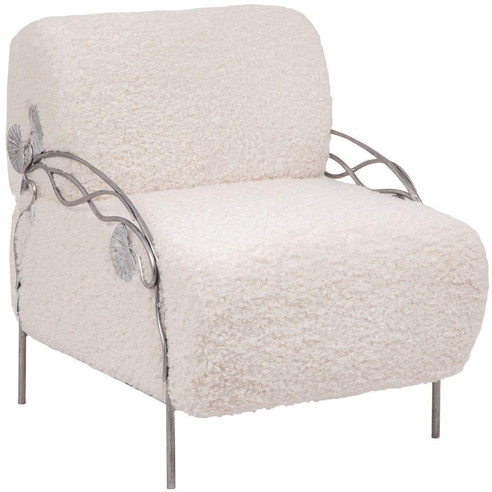 Кресло Нимфея Молоко Античное серебро