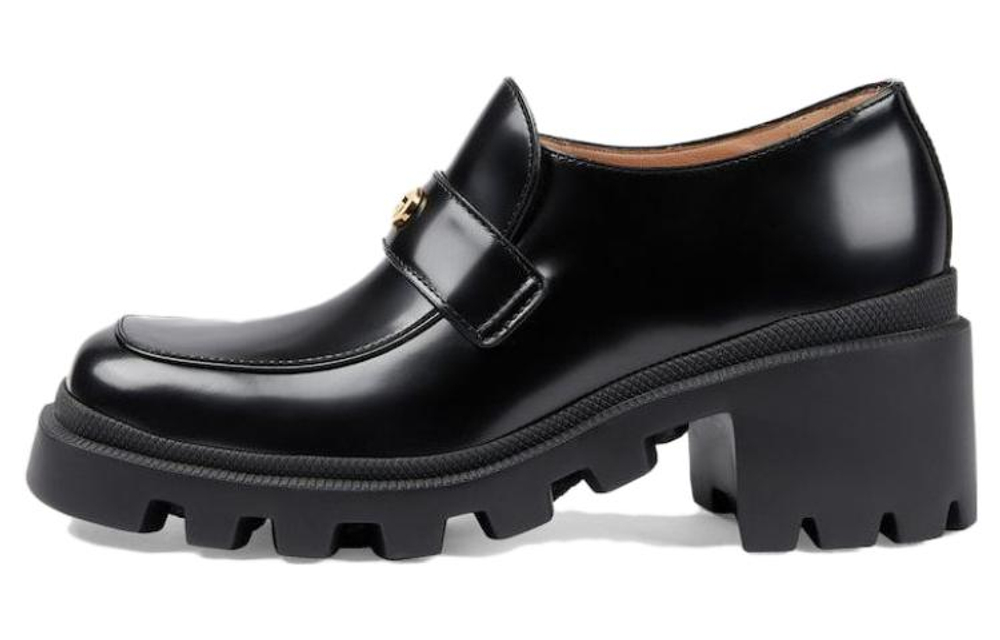 GUCCI Interlocking Loafers 7.5cm Women"s Black