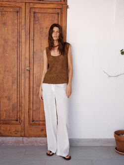 Massimo Dutti Замшевый топ из кружева кроше, коричневый