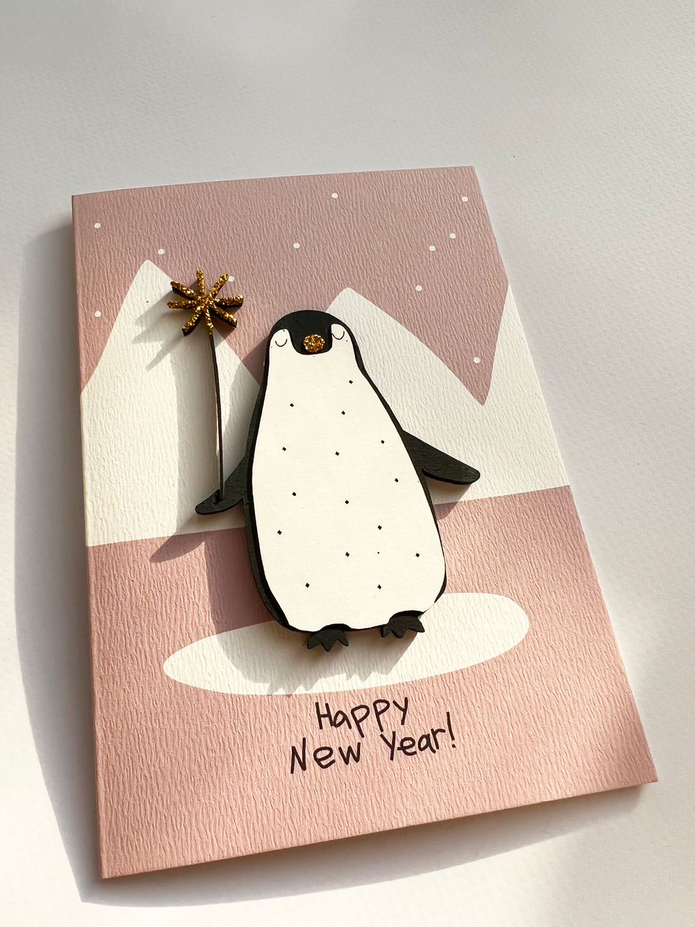 Открытка с деревянным элементом «Happy New Year!» 13,5 × 9,5 см