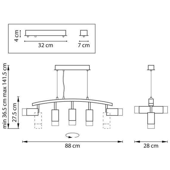 Комплект с подвесной люстрой Lightstar Rullo (571735+214437-2+214436-3+202431-5) LR7353723631