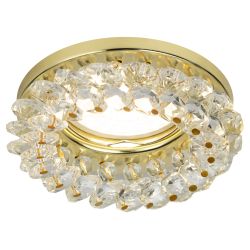 Светильник встраиваемый декоративный ЭРА DK16 GD/WH под лампу MR16 GU5.3 декор с хрусталиками прозрачный/золото | Декоративные встраиваемые светильники