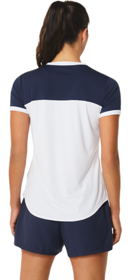 Женская теннисная футболка Asics Court Short Sleeve Top - brilliant white/midnight