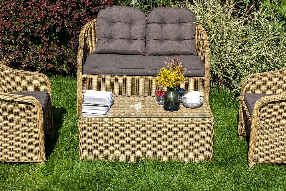 "Равенна" лаунж-зона из искусственного ротанга, цвет соломенный