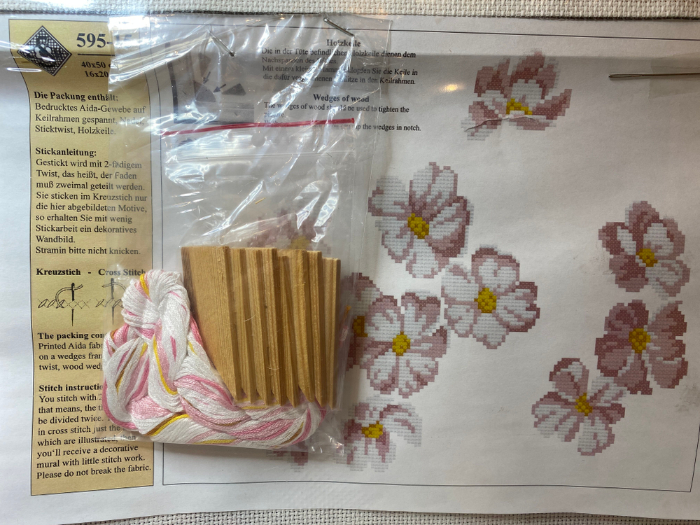 Набор для вышивания 40х50см набивная Канва Аида, натянута на подрамник (Германия) с напечатанным рисунком , мулине, игла, клинья, инструкция