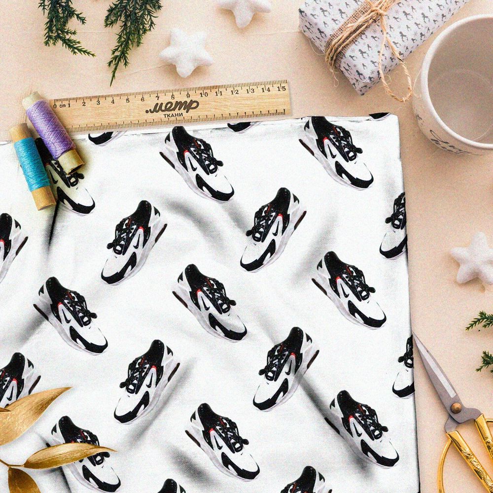 Ткань поплин чёрно-белые спортивные кроссовки