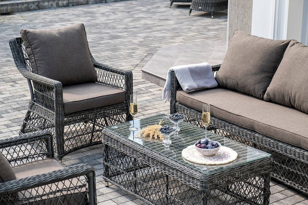 "Гранд Латте" лаунж-зона из искусственного ротанга, цвет графит