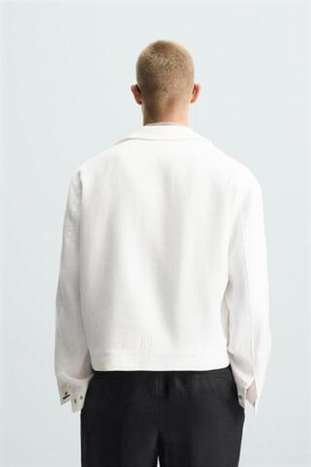 ZARA КУРТКА ИЗ ЛЬНА, БЕЛЫЙ