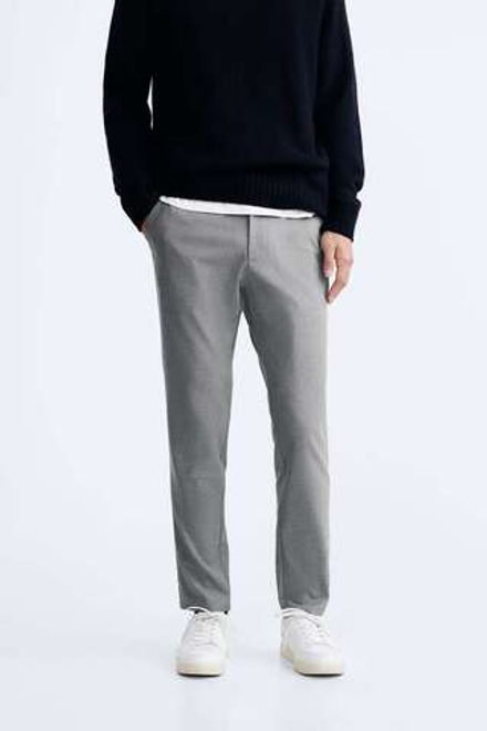 ZARA БРЮКИ SLIM FIT COMFORT, СЕРЫЙ