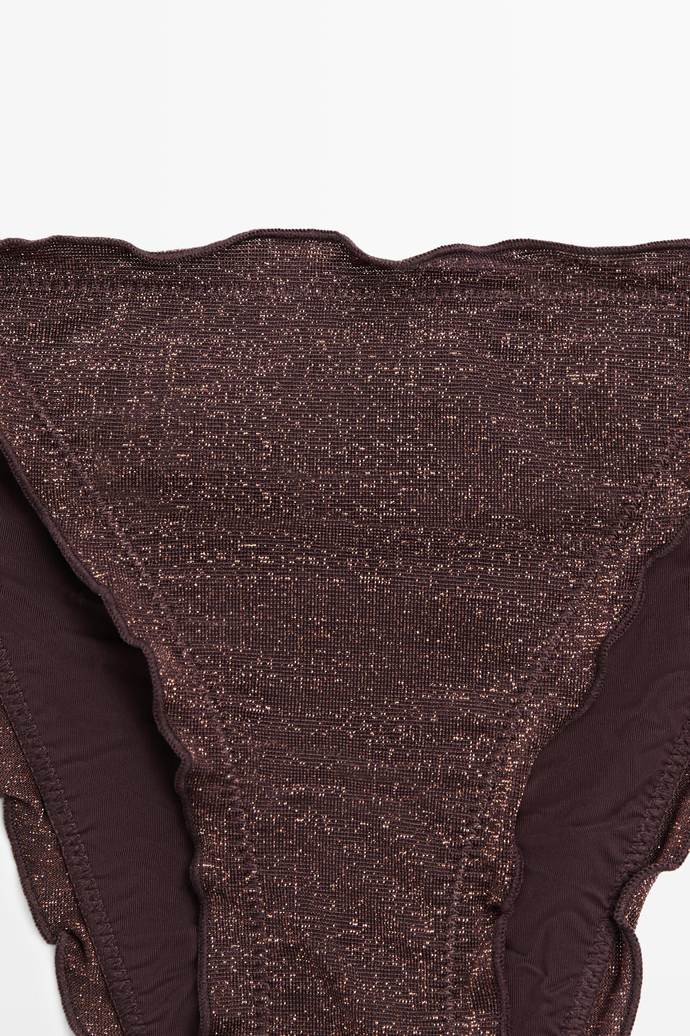 Massimo Dutti Плавки бикини с оборками и блестками, коричневый