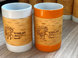 Кружка большая фарфоровая без ручки с цитатами В.М. Шукшина на бересте.