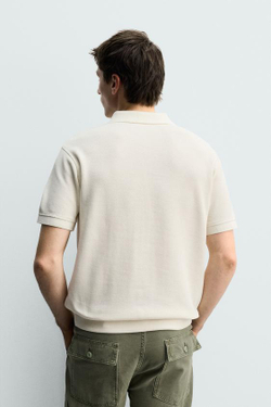 ZARA ПОЛО ПИКЕ REGULAR FIT, ЭКРЮ