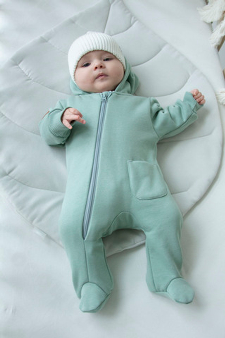 Комбинезон утепленный с капюшоном ментол