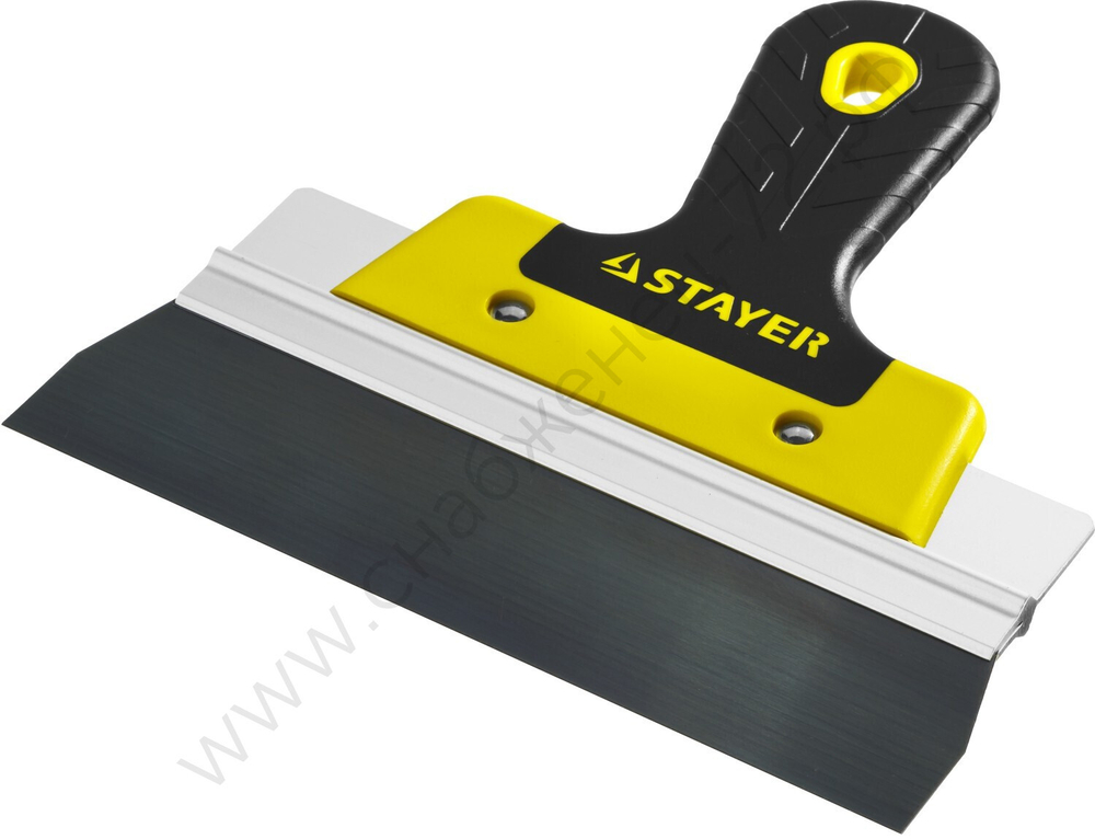 STAYER ProFLat 200 мм, усиленная алюминиевая направляющая двухкомпонентная ручка, анодированный, Фасадный шпатель, PROFESSIONAL (10045-20)