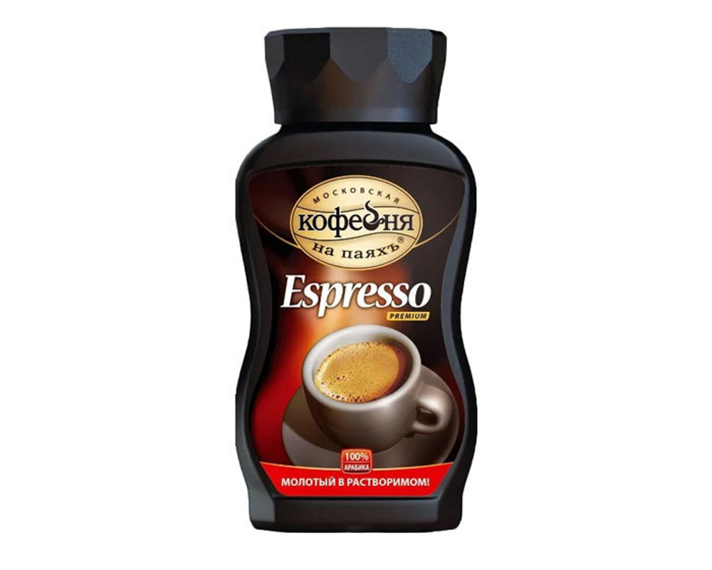 купить Кофе растворимый Московская Кофейня на Паяхъ Espresso с молотым кофе, 95 г стеклянная банка