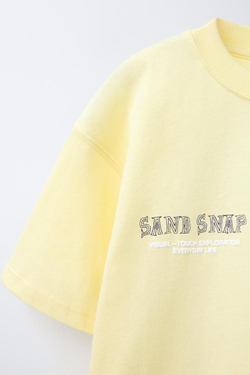 ZARA ФУТБОЛКА С ПРИНТОМ «СЕРФИНГ», ЖЕЛТЫЙ