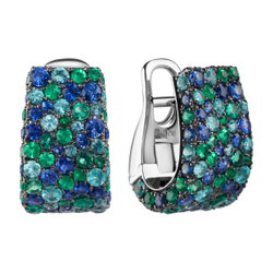 Серьги с Изумрудами, Сафирами и Турмалинами Параиба, E0256-1/5