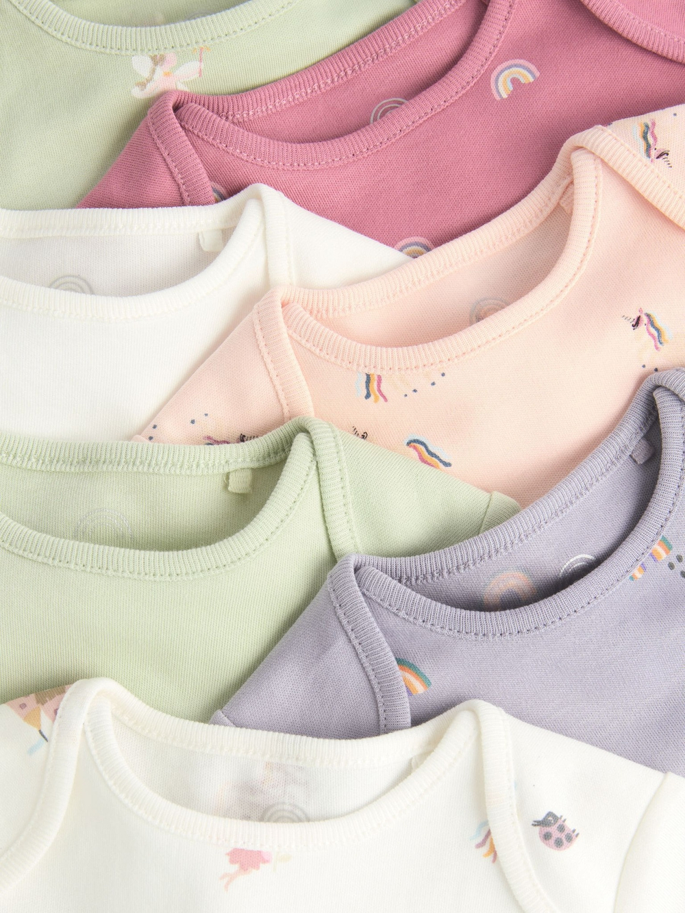 Боди с коротким рукавом для малышей Next N95-289, 7 шт., Белый, Розовый, Салатовый