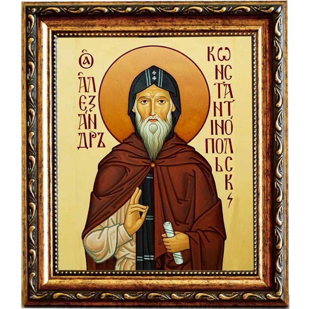 Александр Константинопольский Святой преподобный. Икона на холсте.