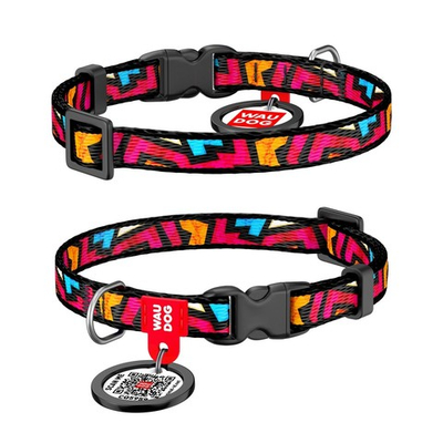 Ошейник для собак нейлоновый WAUDOG Nylon c QR паспортом, рисунок "Лето", пластиковый фастекс, L, Ш 25 мм, Дл 31-49 см