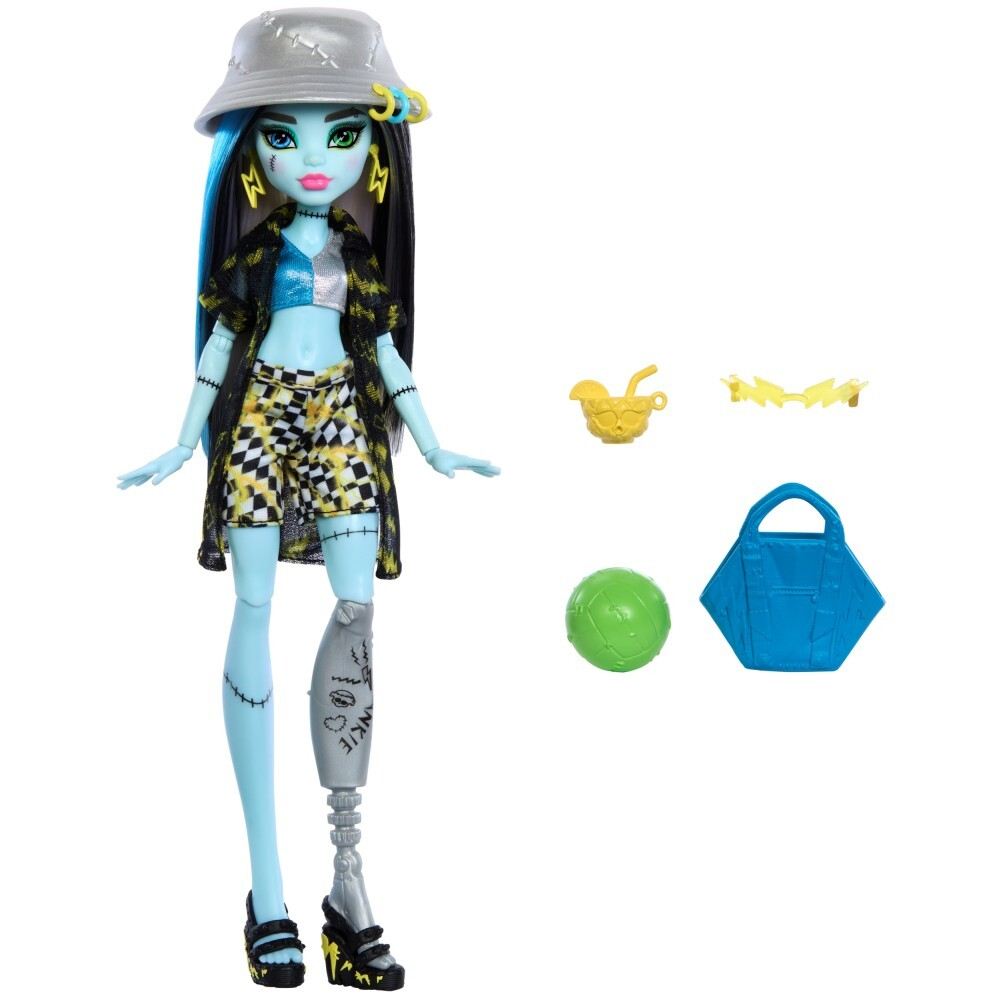 Дом с привидениями Monster High - модная кукла Фрэнки Штейн + пляжные аксессуары HRP68