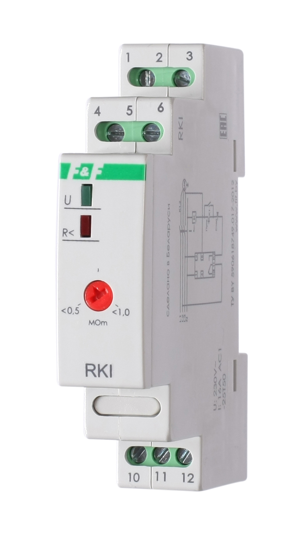 Реле контроля изоляции RKI 16 AC-1 для контроля сопротивления изоляции в обмотках электродвигателей