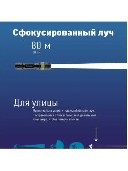 Фонарь ручной КОСМОС KOC121B zoom-линза
