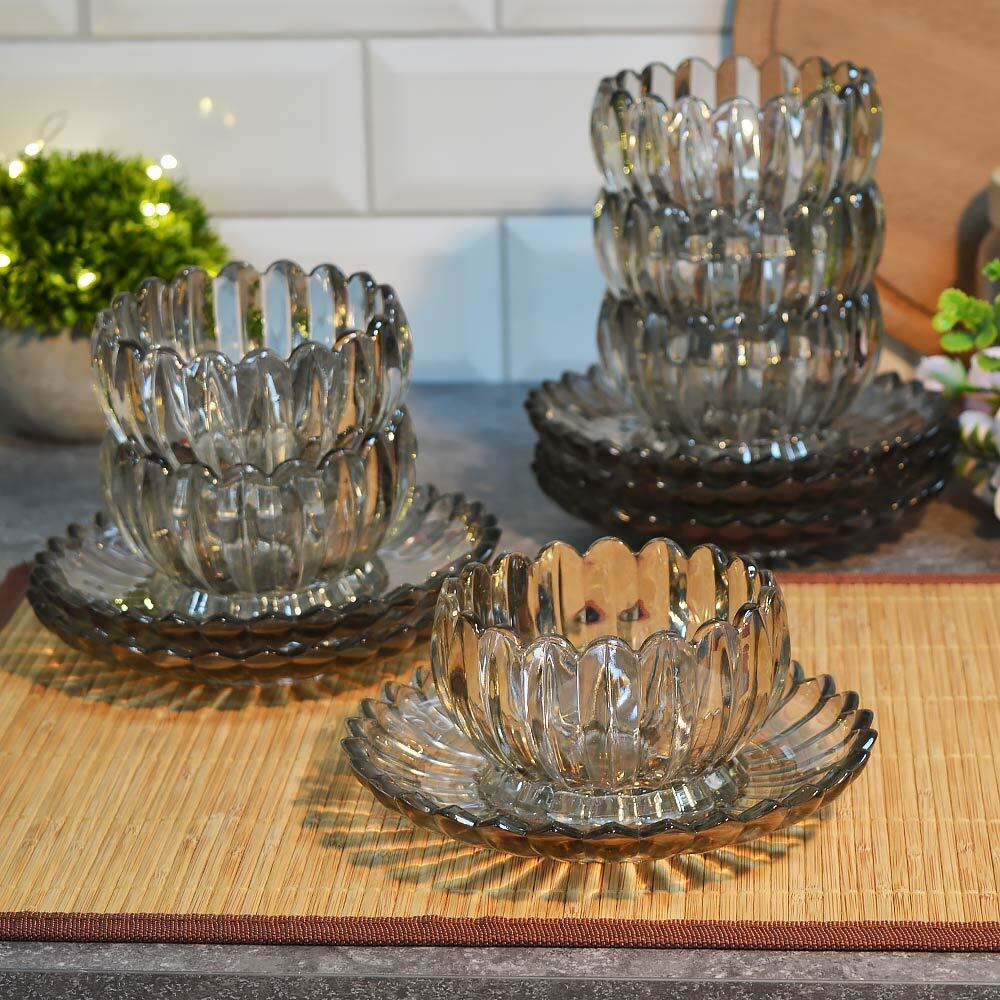 Набор ваз сервировочных 12 предметов (креманка 270мл, блюдце 16см)