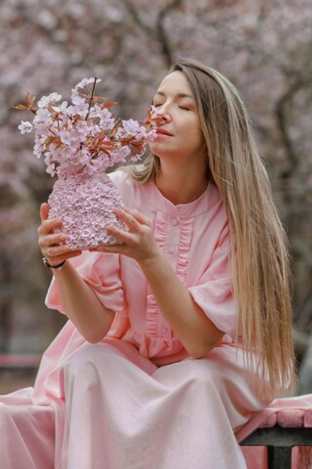 Платье с жабо и рукавами-фонариками, розовый хлопок