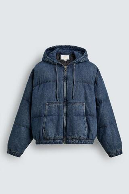 ZARA УТЕПЛЕННАЯ ДЖИНСОВАЯ КУРТКА, ВЫЦВЕТШИЙ СИНИЙ