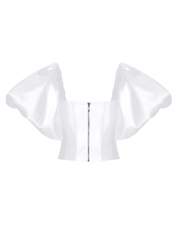 Топ корсетного типа из тафты с пышными рукавами и шнуровкой