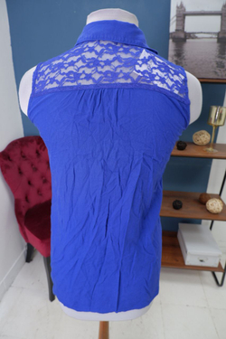 Блузка синяя без рукавов, 44 размер