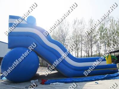 Большой надувной батут-горка "Волна - 2" 10*6*5 м