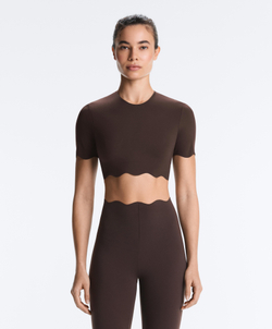 Oysho Топ Compressive волнистый, коричнево-красный