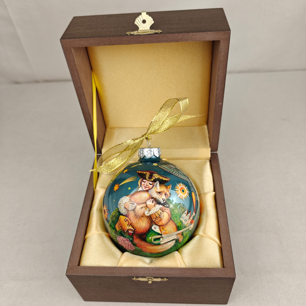 Шар новогодний (круговая роспись Палех) Маленький принц - 4 в футляре
