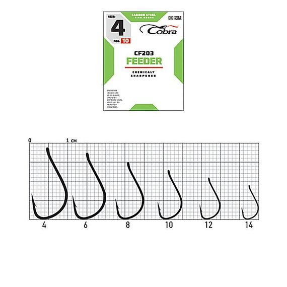 Крючки Cobra FEEDER CF203  №6, 10 шт.