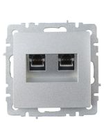 BRITE Розетка компьютерная двойная RJ45 кат.5E РК10-2-БрА алюминий IEK