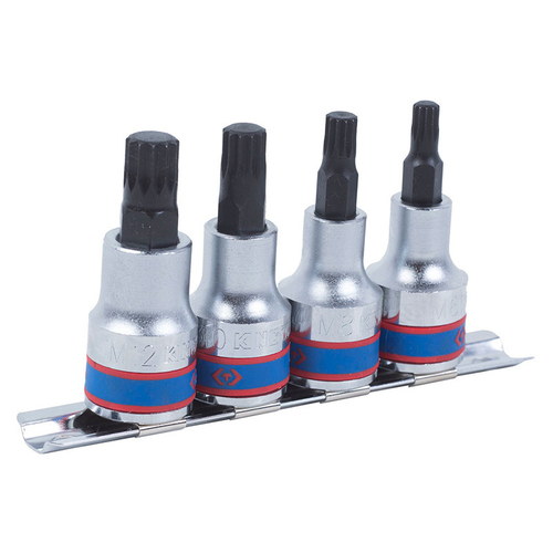 KING TONY (4126PR) Набор торцевых насадок 1/2", SPLINE, М6-М12, 4 предмета