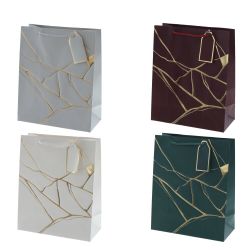 GAEM Пакет подарочный M (бумага 210г/м2, блок 12шт), L26 W12 H32 см, 4в.