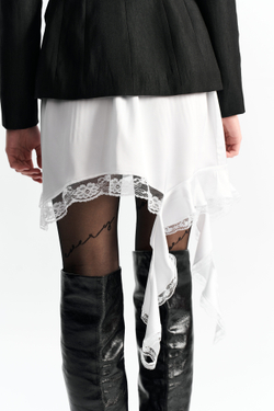 Юбка-мини с кружевом и воланом 1277 молоко