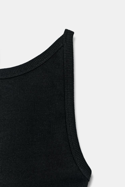 ZARA ТОП ХАЛТЕР В РУБЧИК, ЧЕРНЫЙ