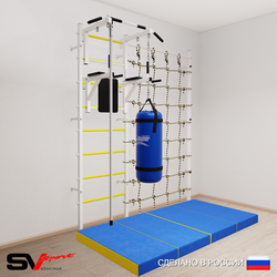Шведская стенка Sv Sport усиленная 67070 (Турник стандарт/Брусья/Канат/Цепь/Мешок 30кг/Мат 2м/Канатный лаз)