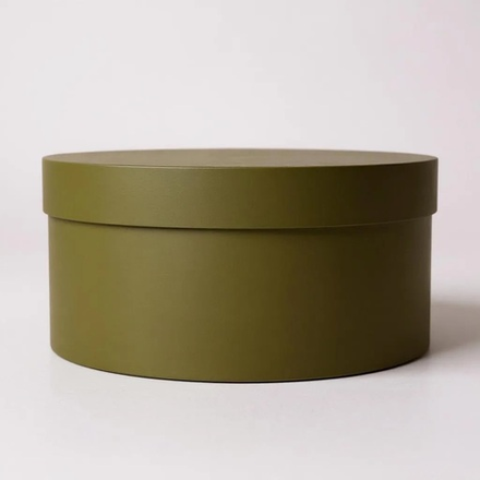 Короткая круглая коробка 32 х 15 см. Цвет: Болотный.