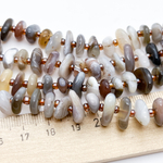 Агат Ботсвана бусины, галтовка, размер около 9-13*3,5-4,5 мм, цена за отрезок 19 см (1/2 нити)