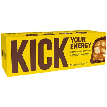 Арахисовый батончик в темном шоколаде KICK 45 г/10 шт